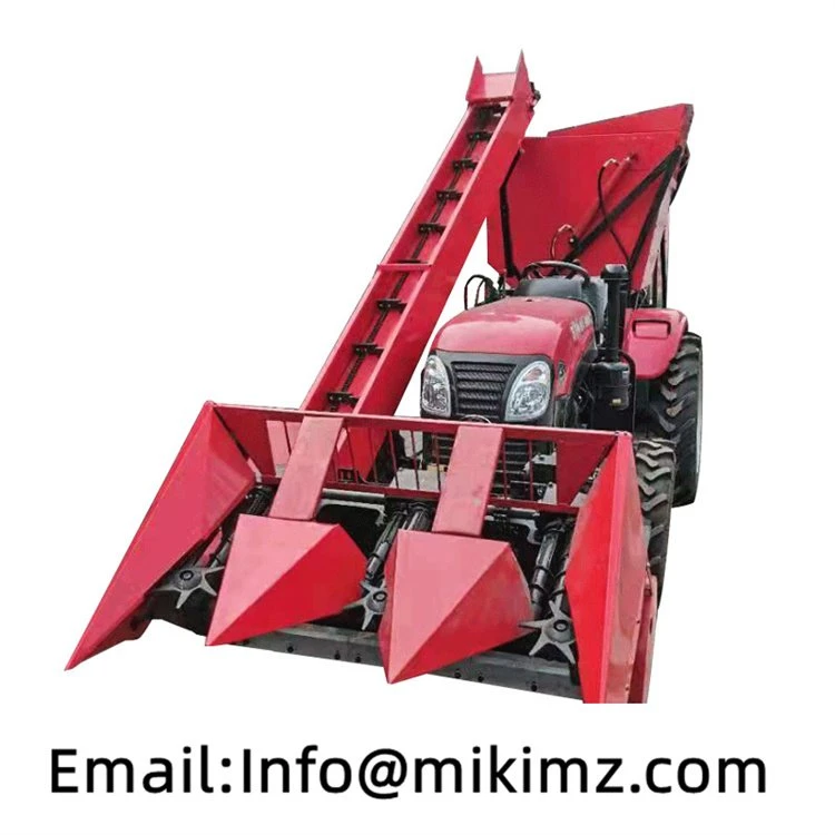 Walking tractor with corn stalk harvester machine